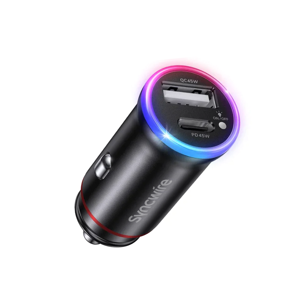 45W Dual USB-C Fast Car Charger with RGB Lighting