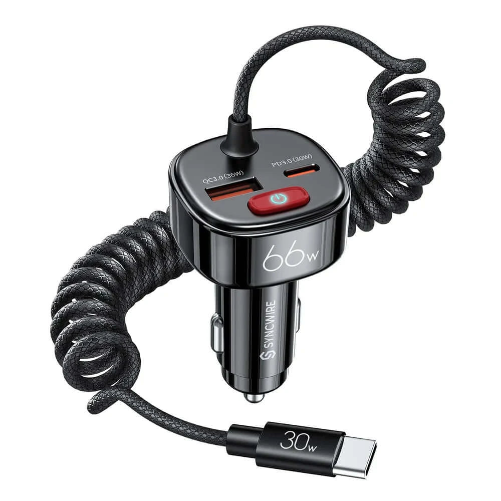 66W Car Charger with Switch Fast Efficient Charging