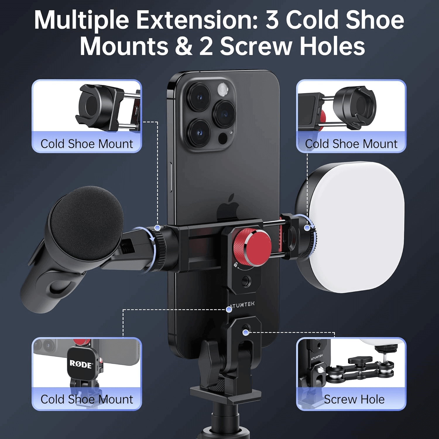Metal Phone Tripod Mount - Universal Aluminum Adapter