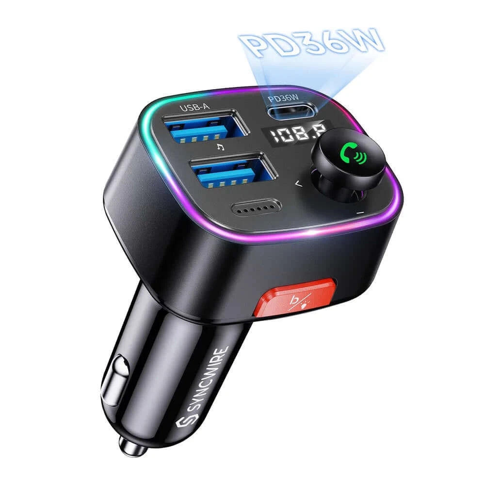bluetooth transmitter for cigarette lighter Car Charger FM Transmitters Dual USB QC 3.0 Splitter Quick Charge 12V Auto Hands-free Call Sockets Control the ambiance with a double tap of the red B button Stereo Bluetooth FM Radio Transmitter