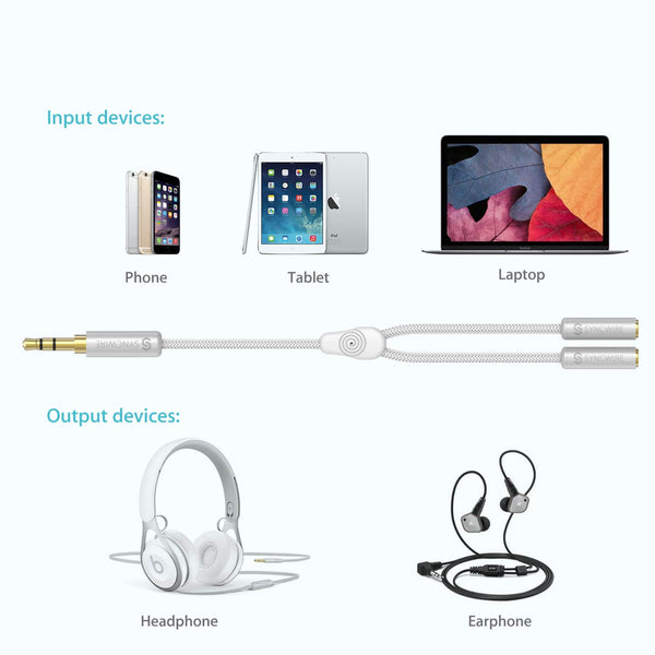 Nylon-Braided 3.5mm Audio Cable Y Splitter
